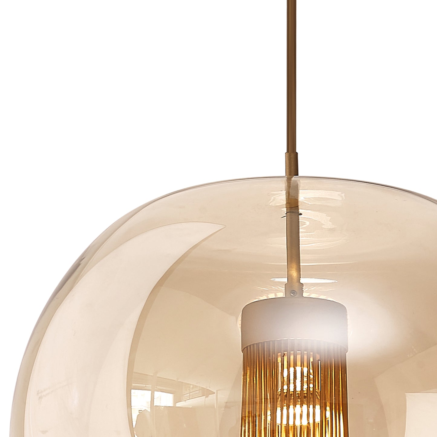 Kriss Squircle Pendant, 1 Light GU10, Bronze/Bronze Glass Shade With Inner Lined Funnel Glass by Mantra