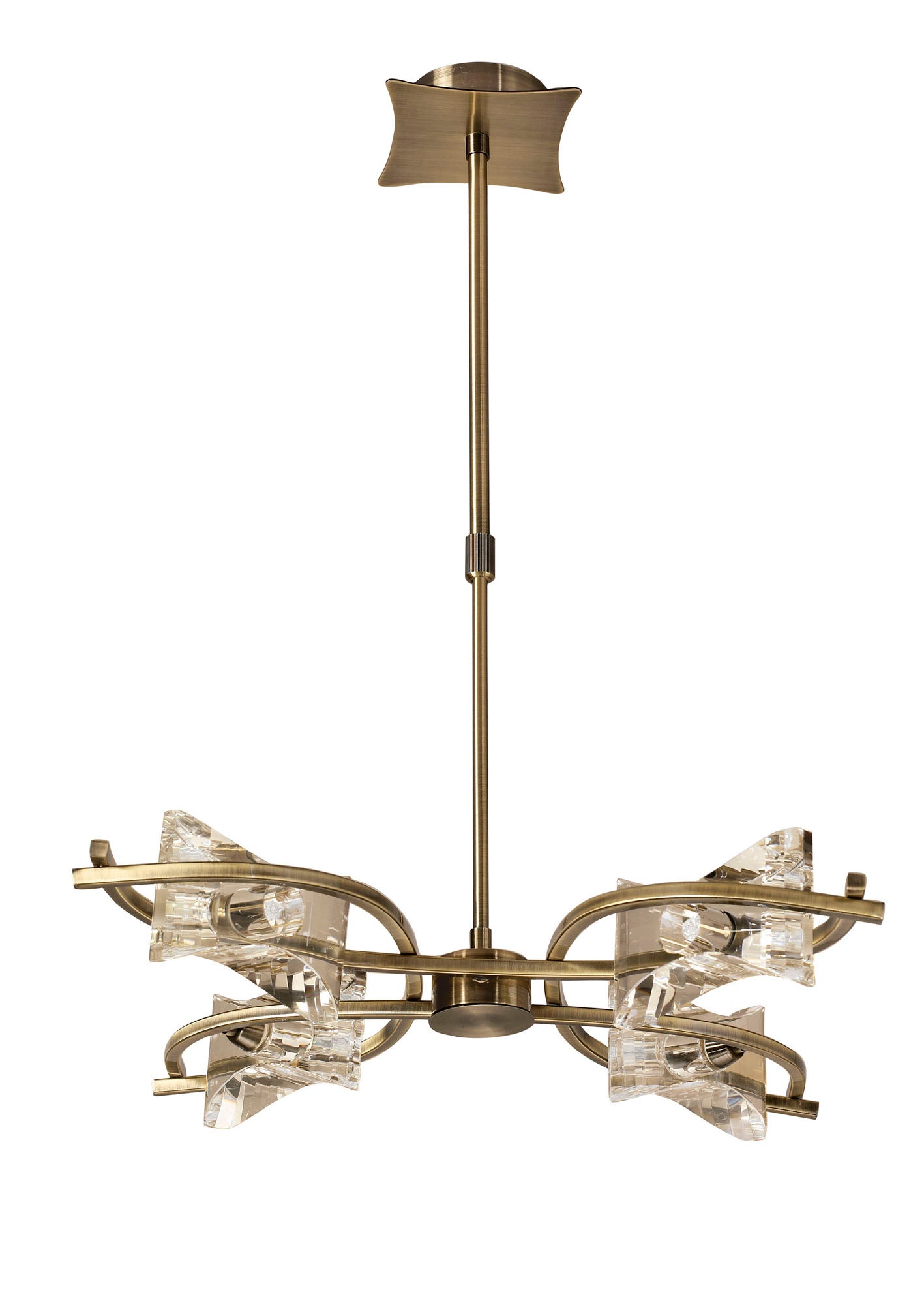 Kromo Telescopic Convertible To Semi Flush 4 Light G9, Antique Brass by Mantra