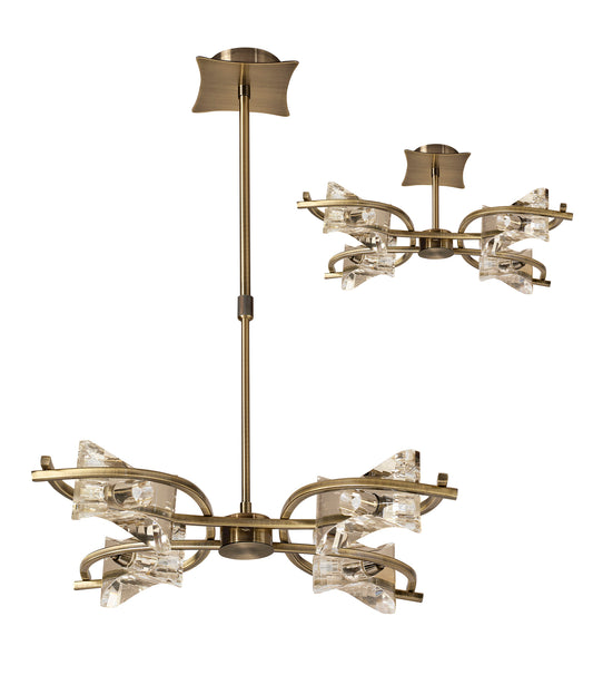 Kromo Telescopic Convertible To Semi Flush 4 Light G9, Antique Brass by Mantra