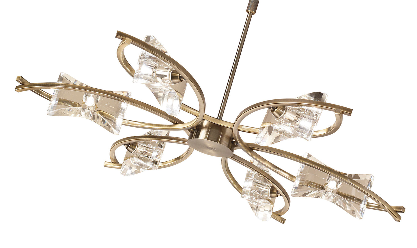 Kromo Telescopic Convertible To Semi Flush 6 Light G9, Antique Brass by Mantra