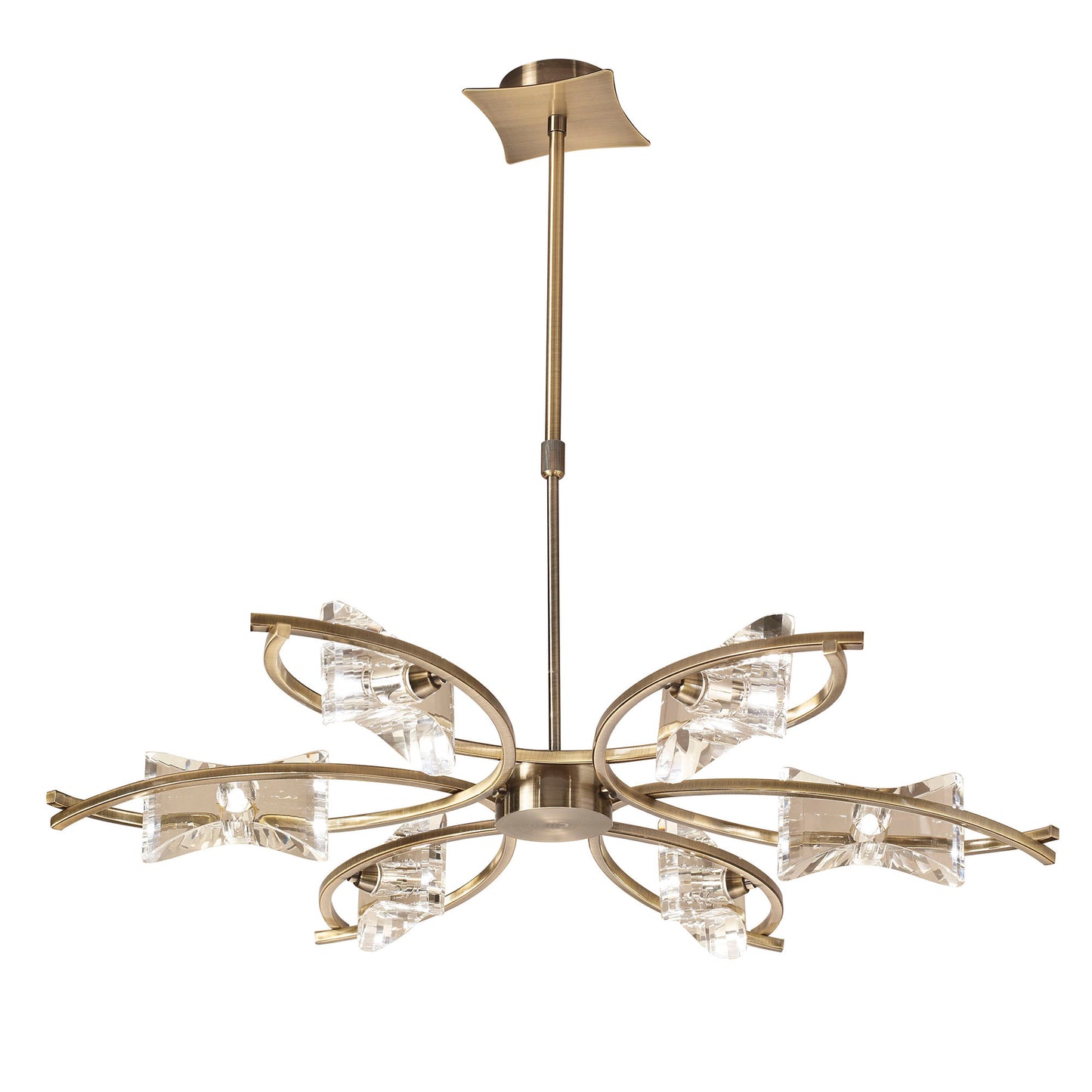 Kromo Telescopic Convertible To Semi Flush 6 Light G9, Antique Brass by Mantra