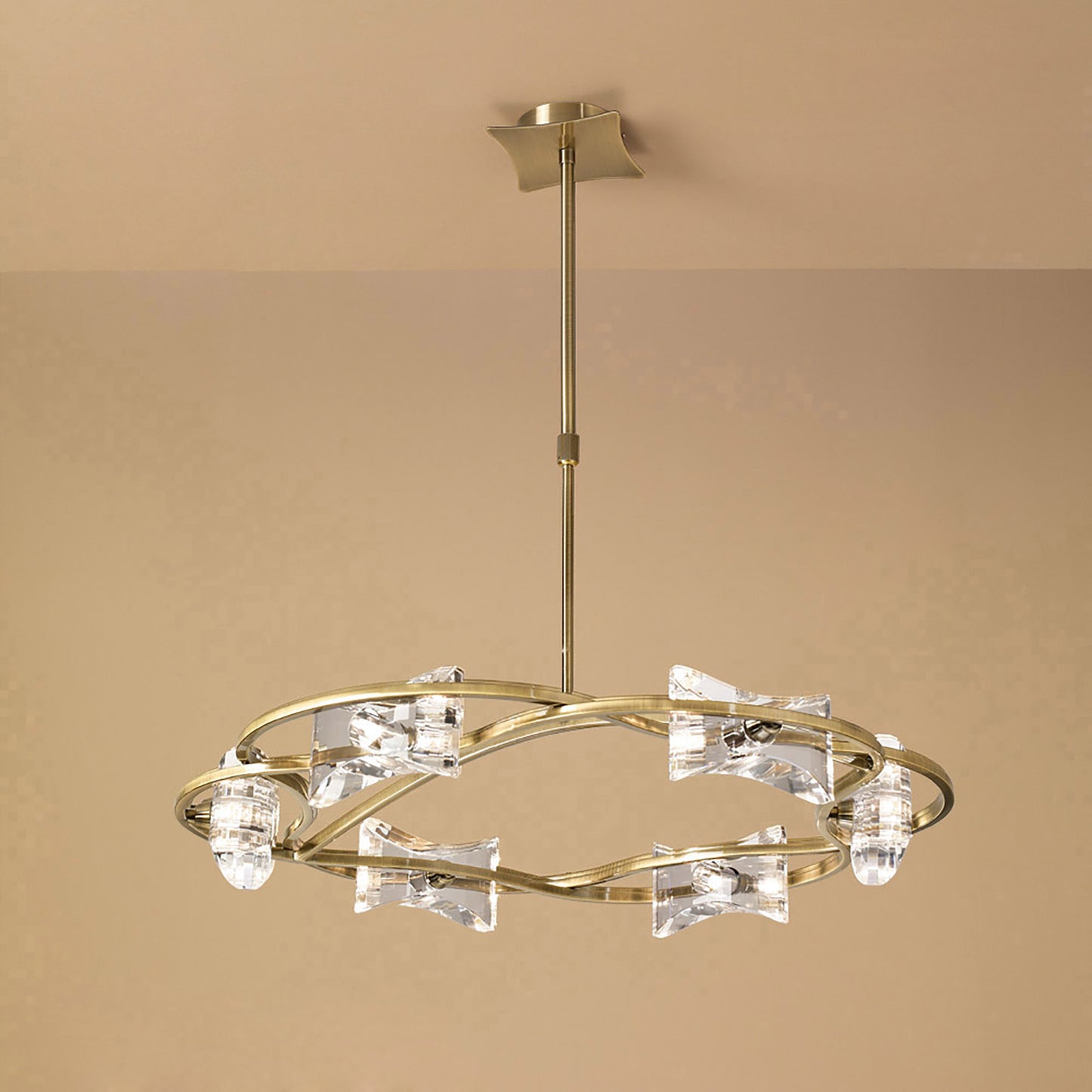 Kromo Telescopic 6 Light G9 Round, Antique Brass by Mantra