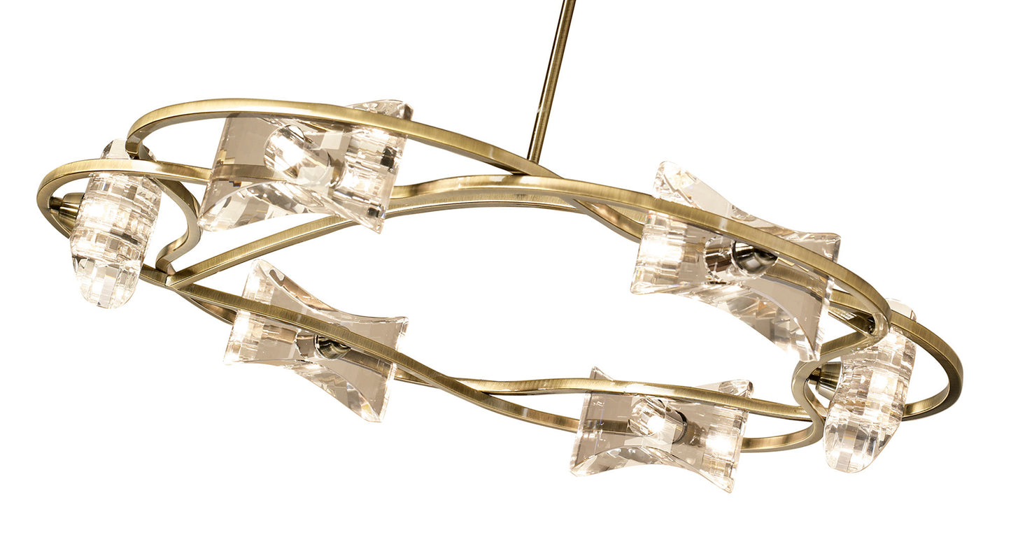 Kromo Telescopic 6 Light G9 Round, Antique Brass by Mantra