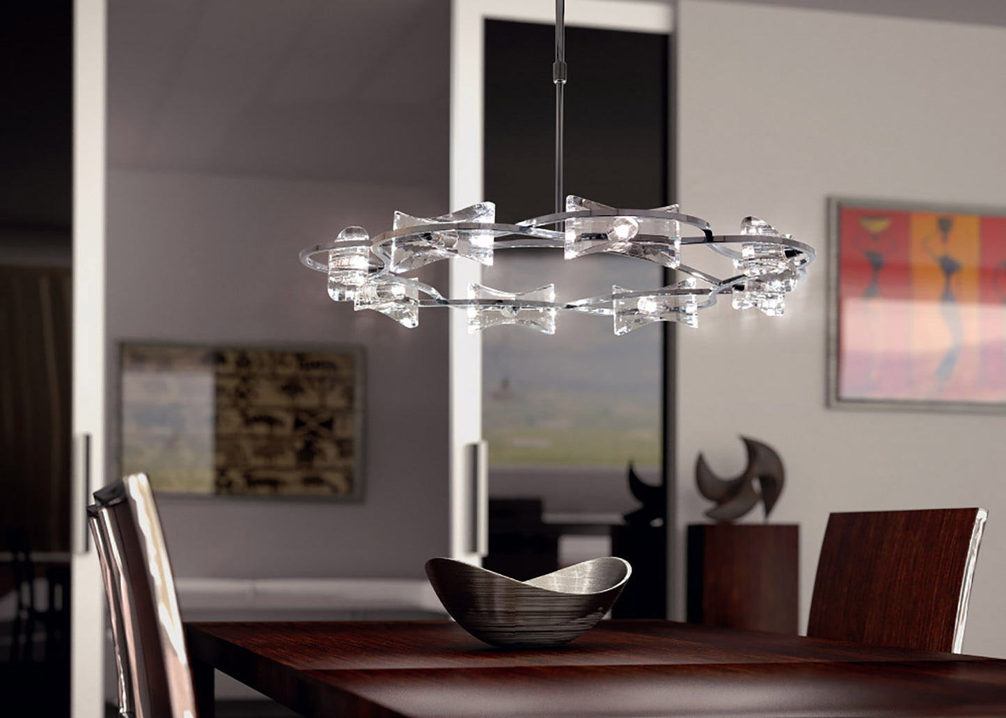 Kromo Telescopic 8 Light G9 Round, Polished Chrome by Mantra