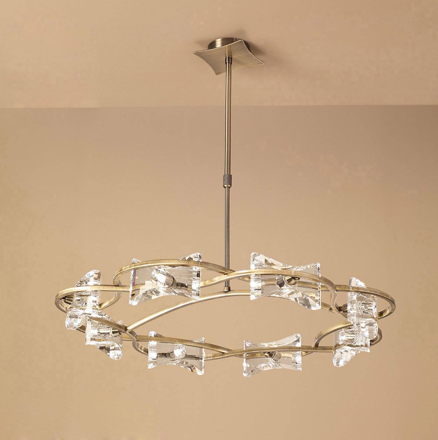 Kromo Telescopic 8 Light G9 Round, Antique Brass by Mantra