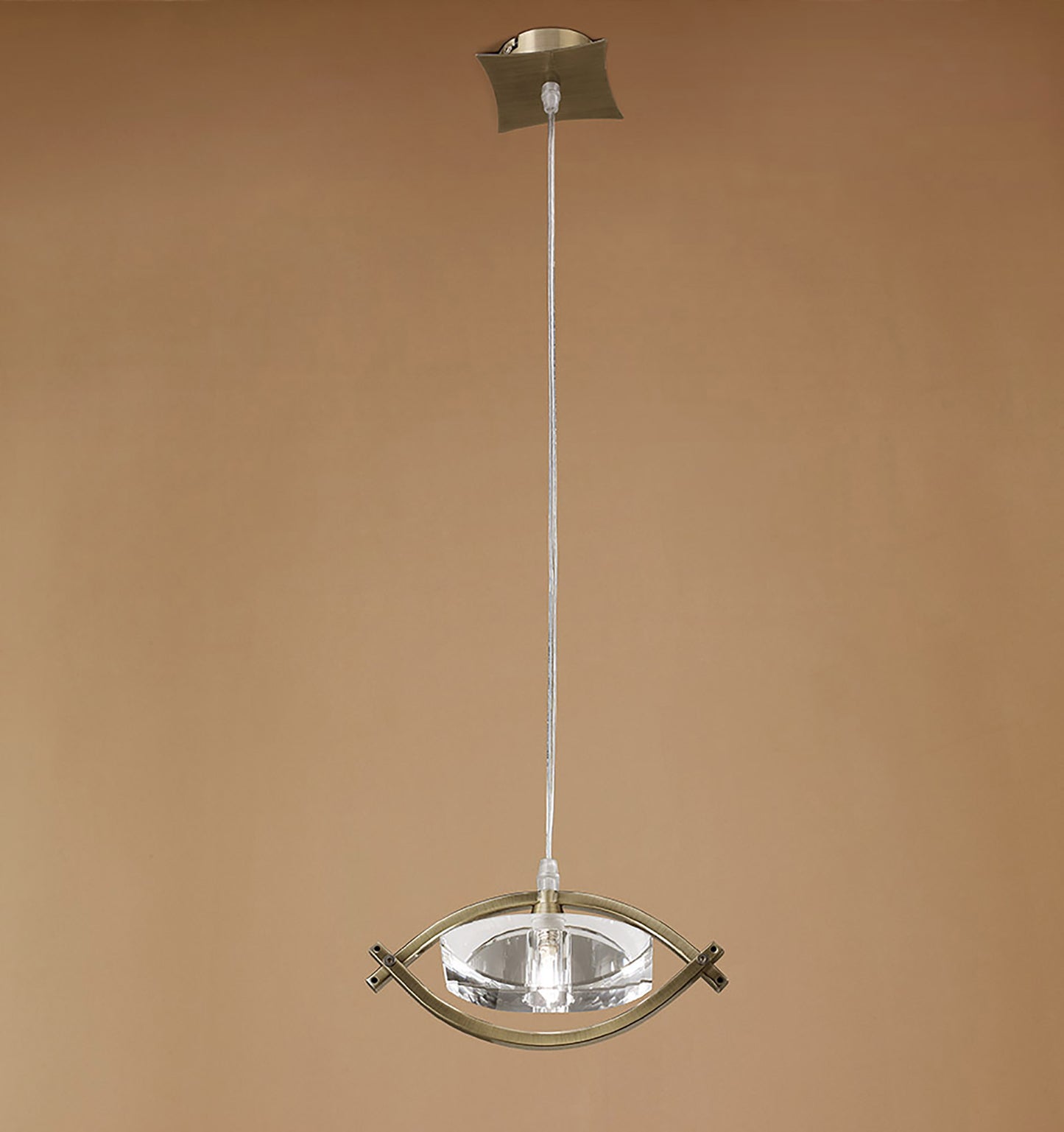 Kromo Pendant 1 Light G9, Antique Brass by Mantra