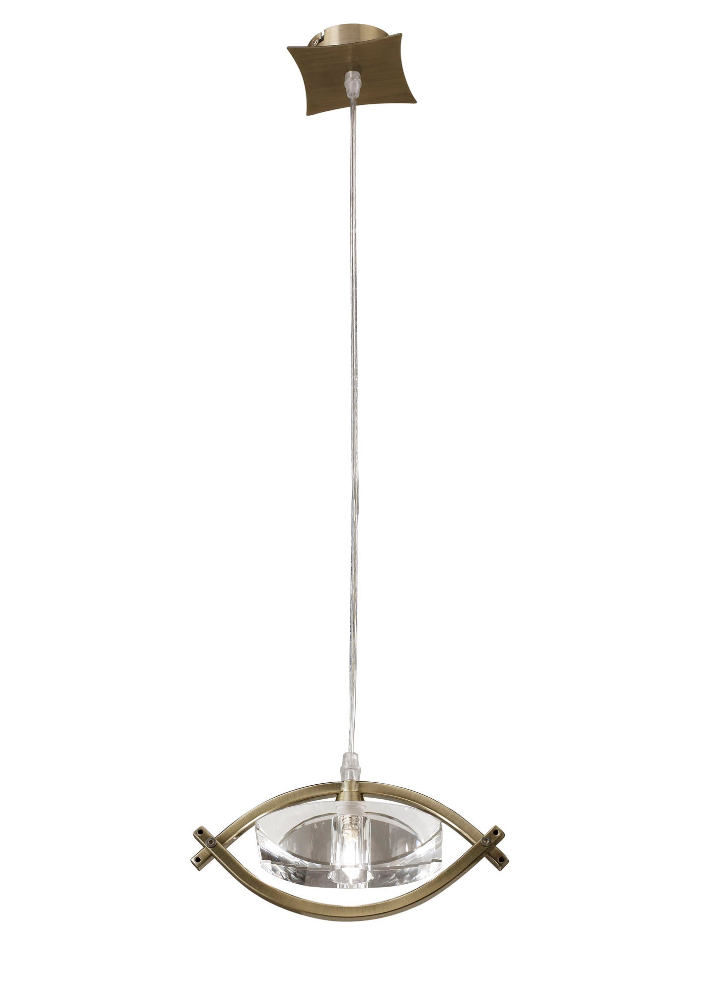 Kromo Pendant 1 Light G9, Antique Brass by Mantra