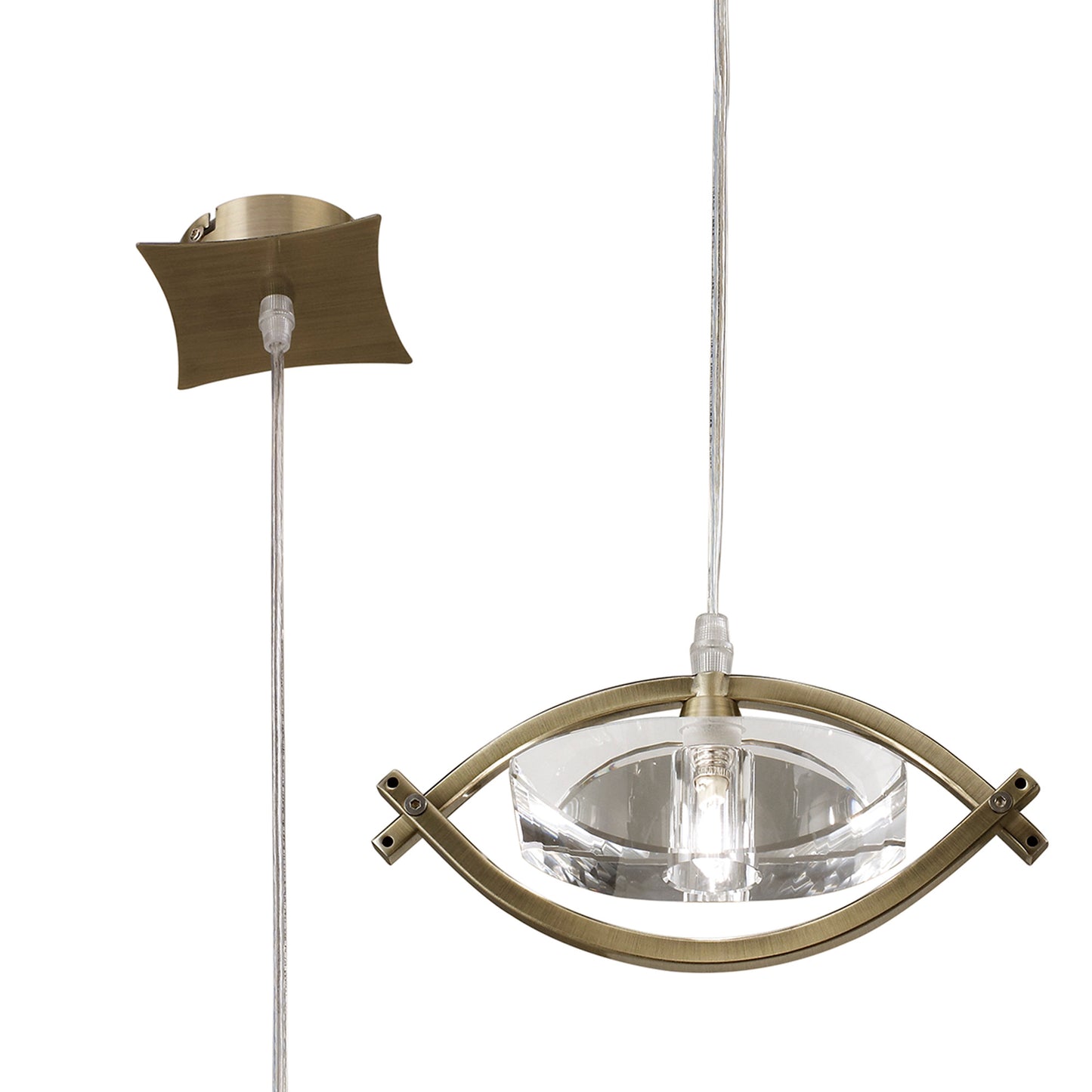 Kromo Pendant 1 Light G9, Antique Brass by Mantra