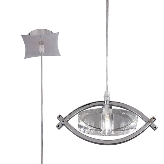 Kromo Pendant 1 Light G9, Polished Chrome by Mantra