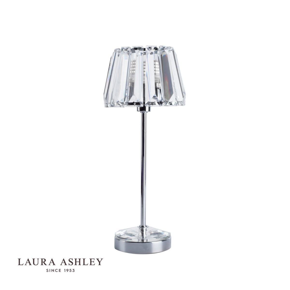 Laura Ashley Capri Small Table Lamp Polished Chrome With Crystal Glass Shade
