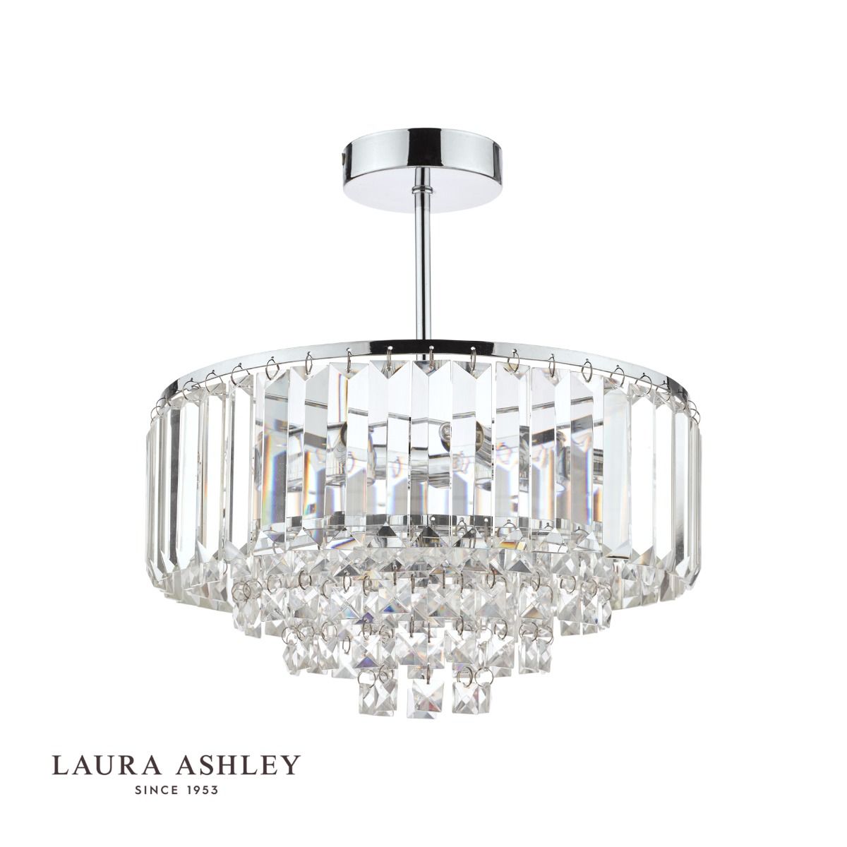 Laura Ashley Vienna 3lt Semi Flush Crystal & Polished Chrome