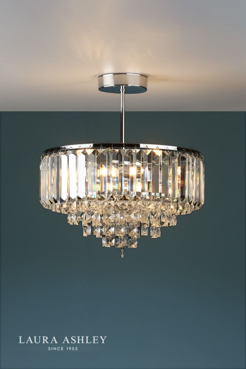 Laura Ashley Vienna 3lt Semi Flush Crystal & Polished Chrome