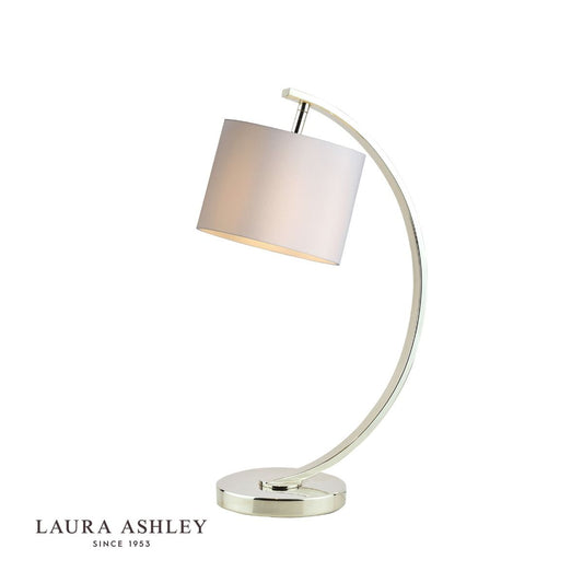 Laura Ashley Noah Table Lamp Brushed Chrome with White Shade