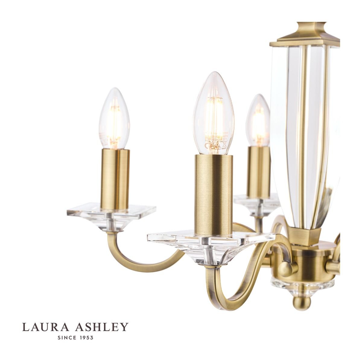 Laura Ashley Carson 5lt Chandelier Cut Glass & Antique Brass