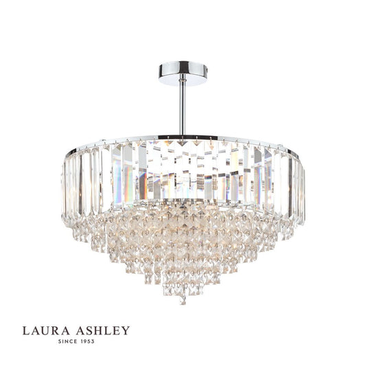 Laura Ashley Vienna 5lt Semi Flush Crystal & Polished Chrome