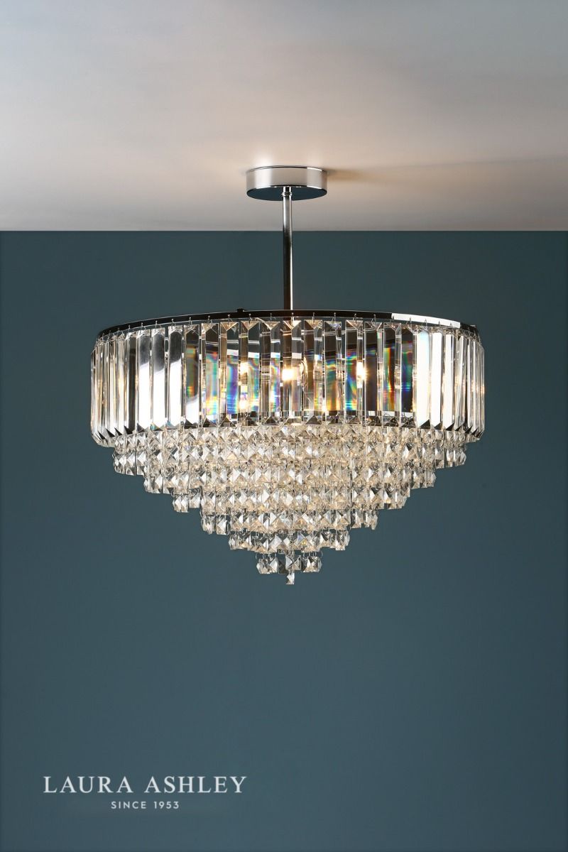 Laura Ashley Vienna 5lt Semi Flush Crystal & Polished Chrome