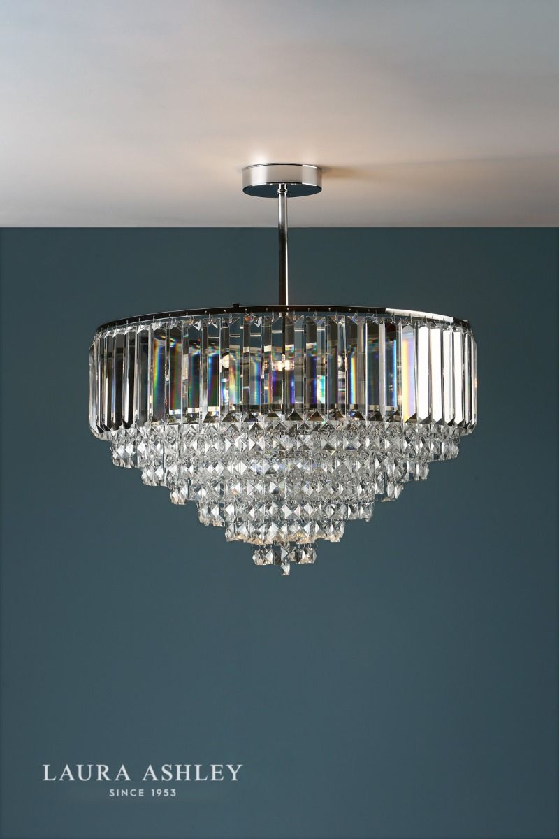 Laura Ashley Vienna 5lt Semi Flush Crystal & Polished Chrome