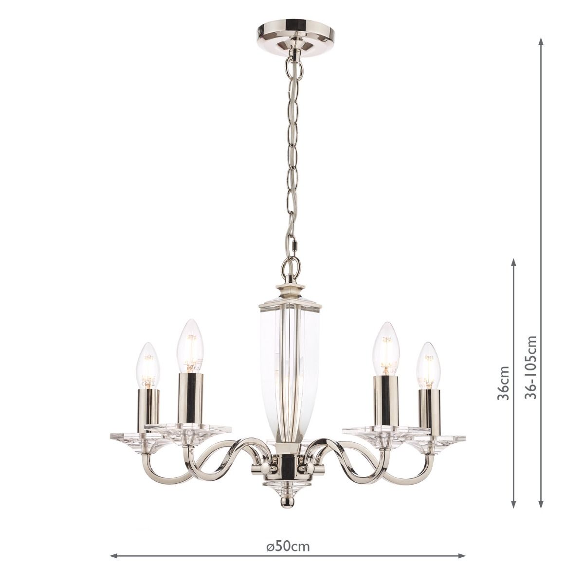 Laura Ashley Carson 5lt Chandelier Cut Glass & Polished Nickel