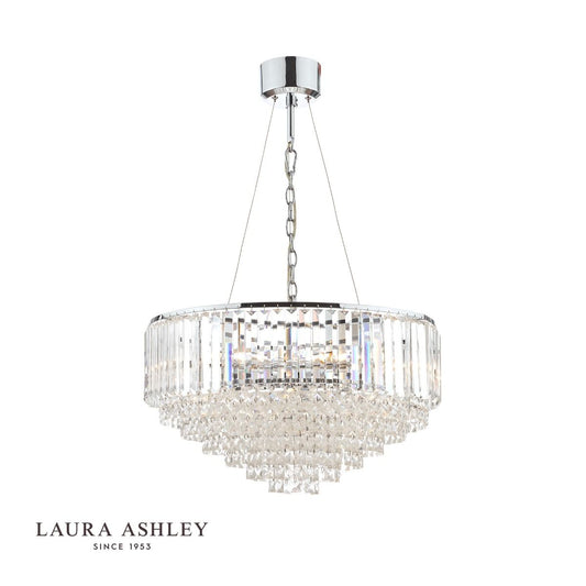 Laura Ashley Vienna 9lt Chandelier Crystal & Polished Chrome