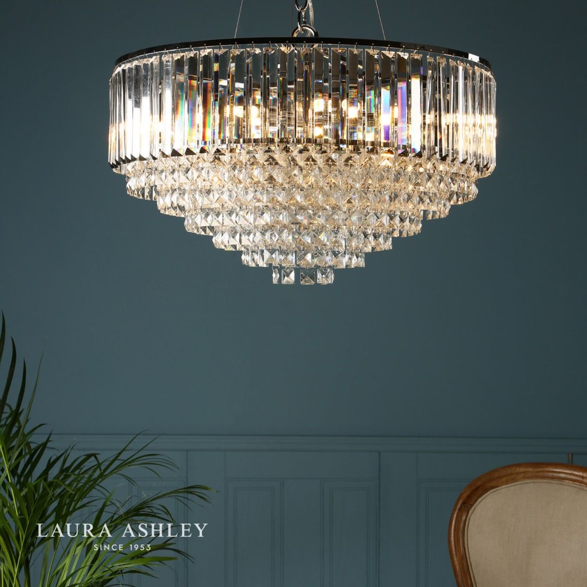 Laura Ashley Vienna 9lt Chandelier Crystal & Polished Chrome