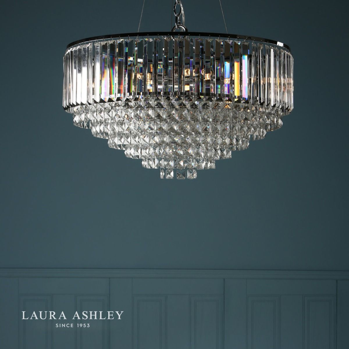 Laura Ashley Vienna 9lt Chandelier Crystal & Polished Chrome