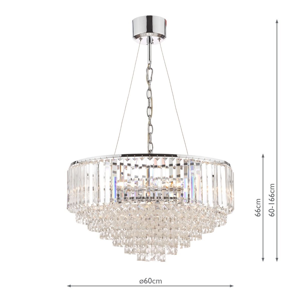 Laura Ashley Vienna 9lt Chandelier Crystal & Polished Chrome