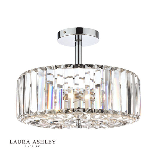 Laura Ashley Fernhurst 3lt Semi Flush Polished Chrome Glass