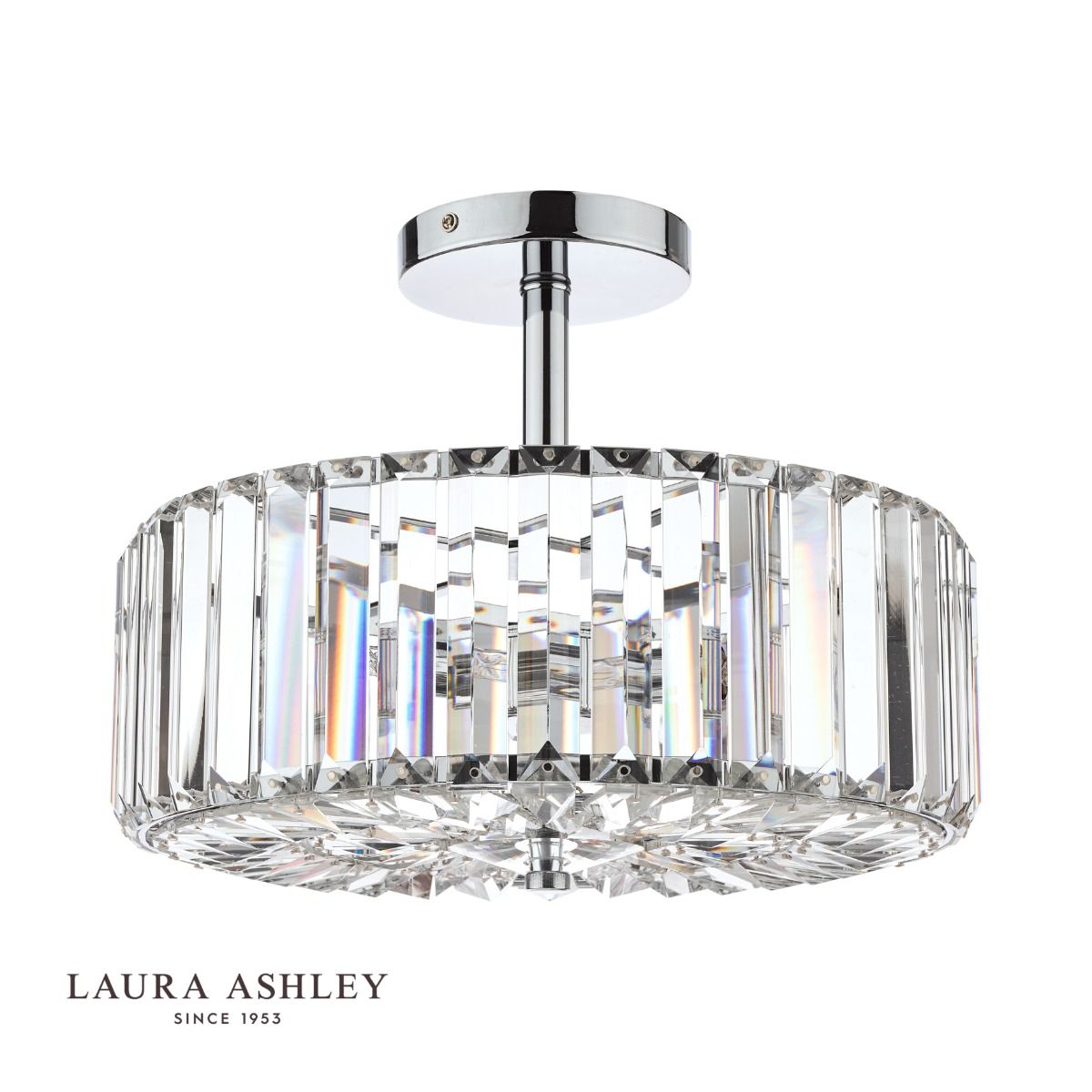 Laura Ashley Fernhurst 3lt Semi Flush Polished Chrome Glass