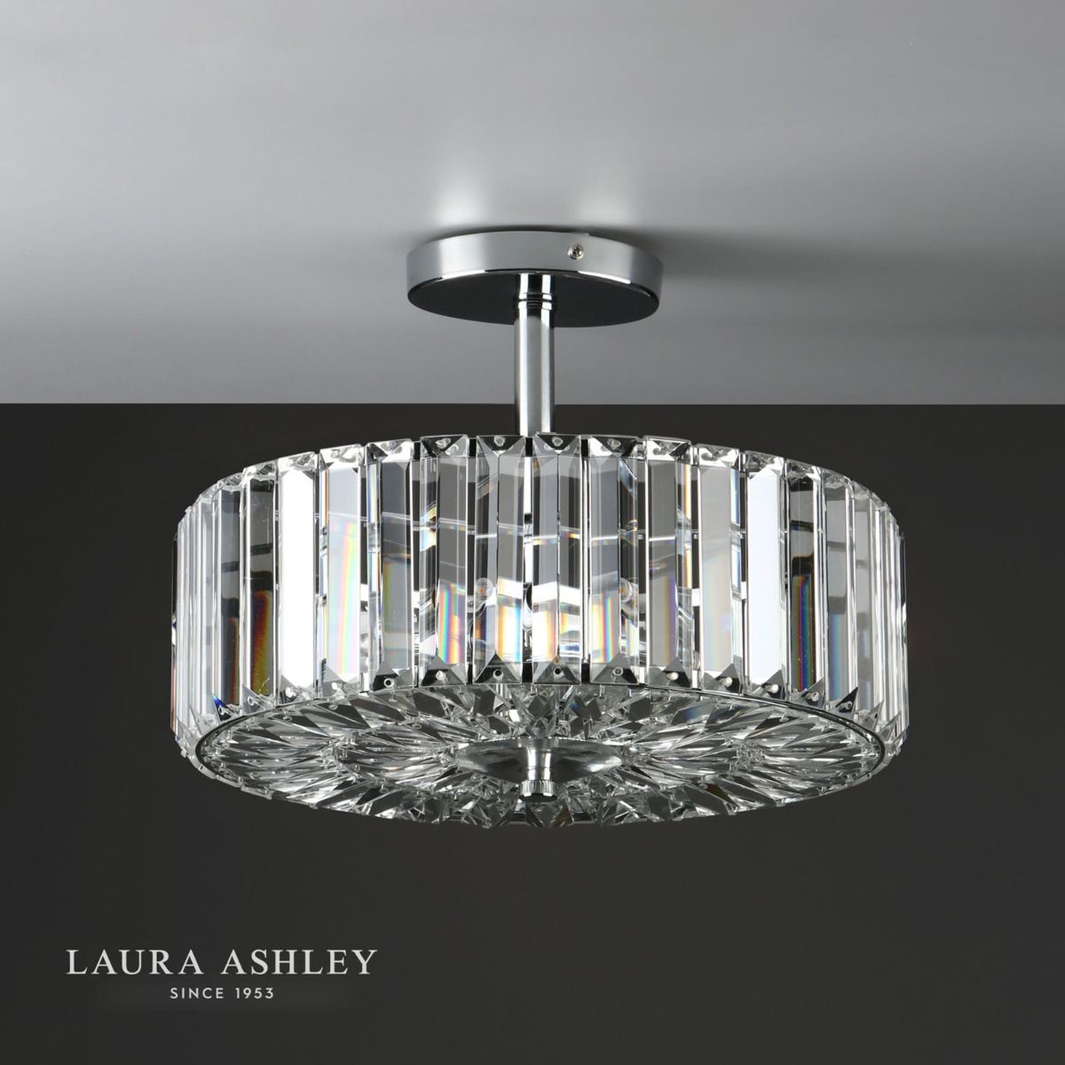 Laura Ashley Fernhurst 3lt Semi Flush Polished Chrome Glass