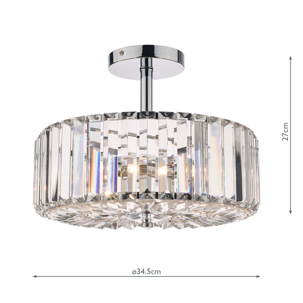 Laura Ashley Fernhurst 3lt Semi Flush Polished Chrome Glass