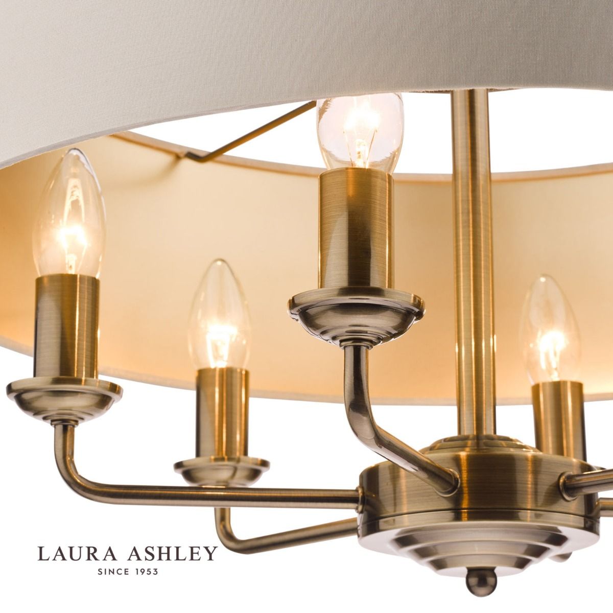 Laura Ashley Sorrento 6 Light Pendant Antique Brass With Ivory Shade