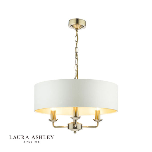 Laura Ashley Sorrento 3 Light Pendant Antique Brass With Ivory Shade