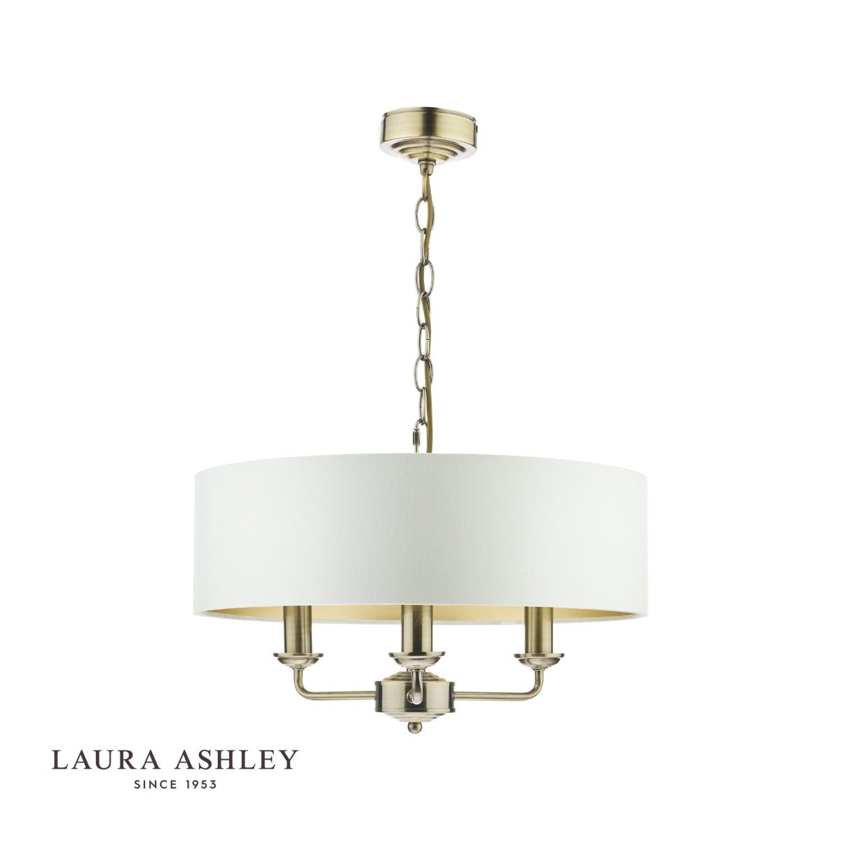 Laura Ashley Sorrento 3 Light Pendant Antique Brass With Ivory Shade