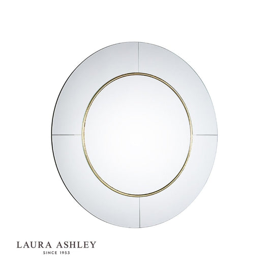 Laura Ashley Maya Round Mirror Mottled GoldDetail 90cm