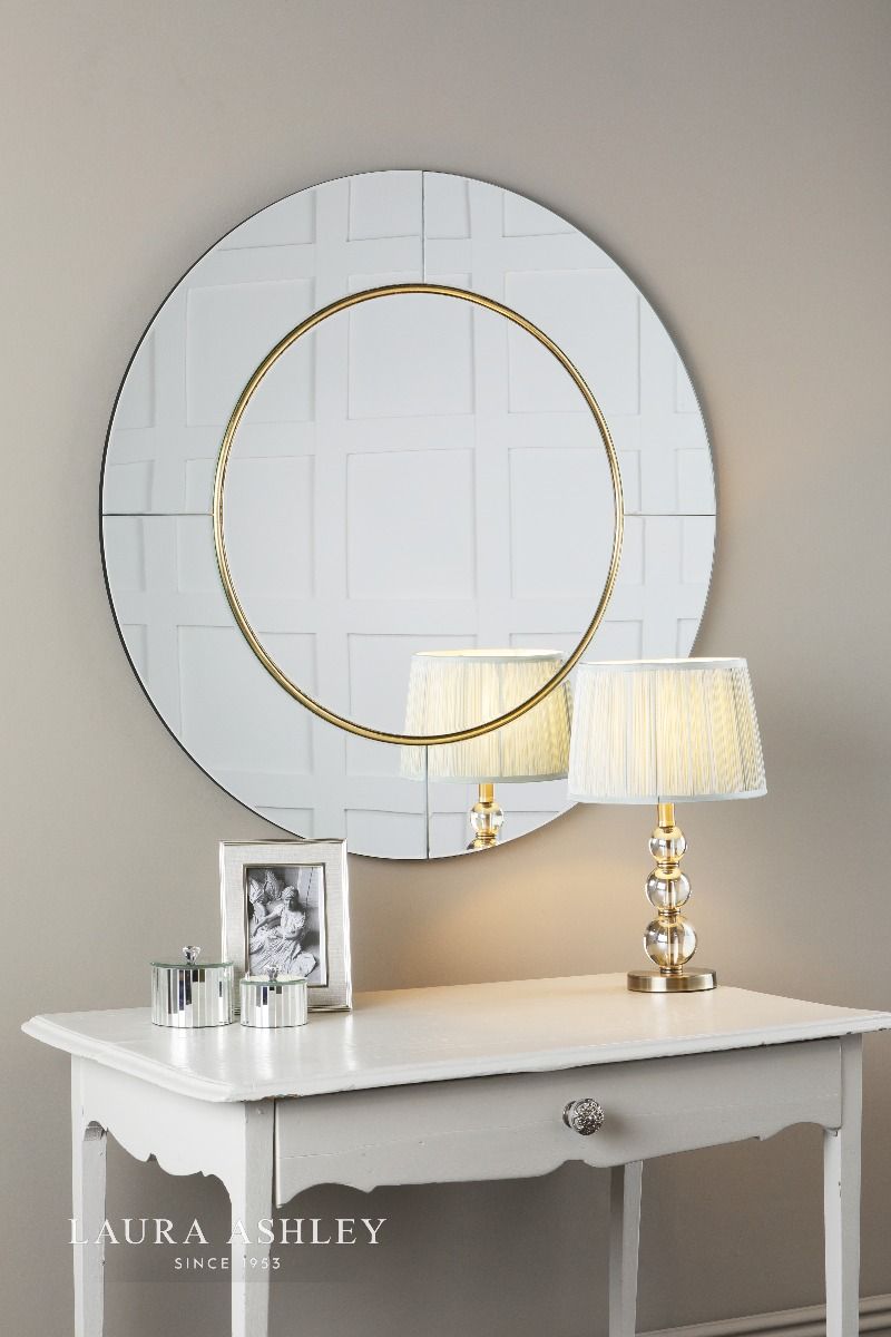 Laura Ashley Maya Round Mirror Mottled GoldDetail 90cm