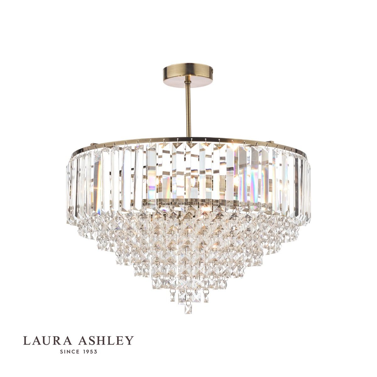 Laura Ashley Vienna 5lt Semi Flush Crystal & Antique Brass