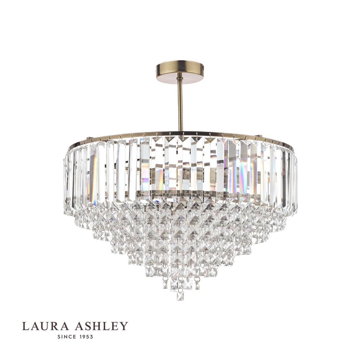 Laura Ashley Vienna 5lt Semi Flush Crystal & Antique Brass