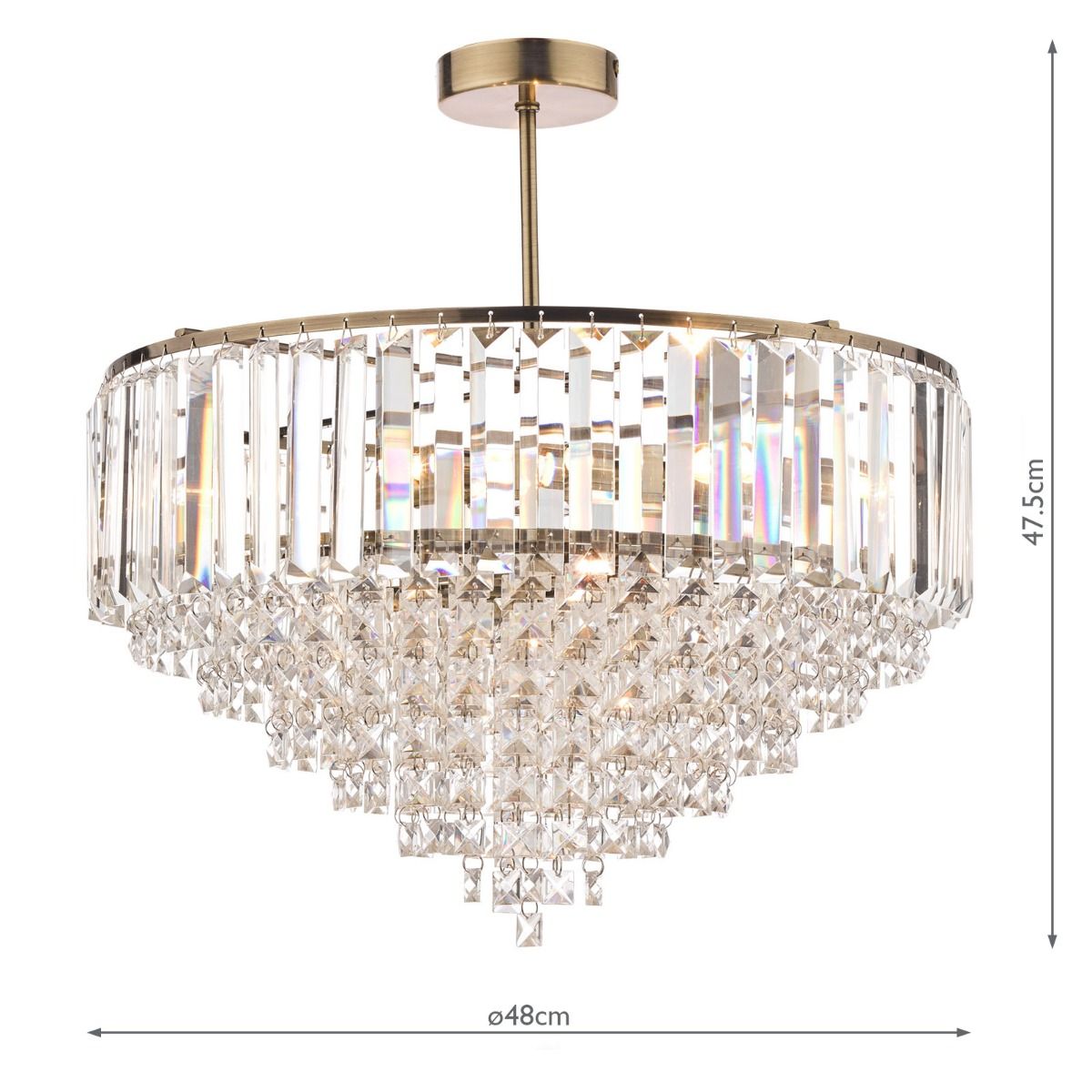 Laura Ashley Vienna 5lt Semi Flush Crystal & Antique Brass