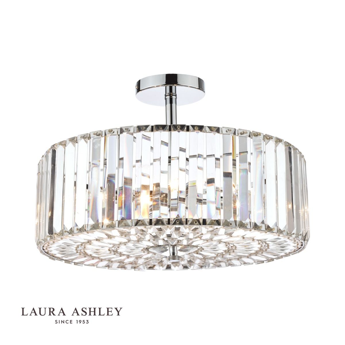 Laura Ashley Fernhurst 4lt Semi Flush Polished Chrome Glass