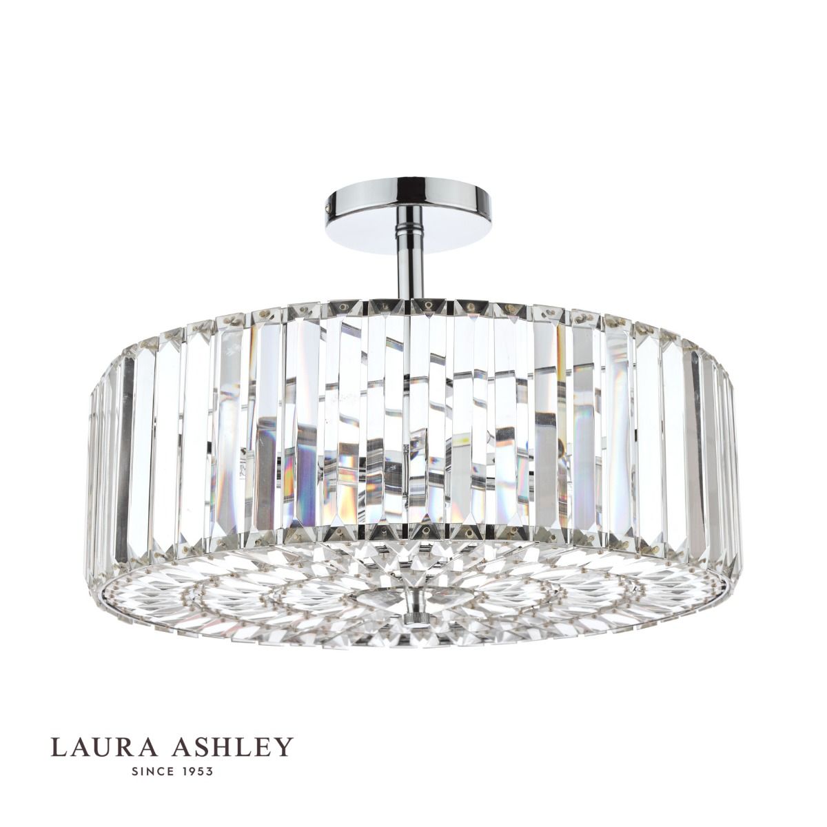 Laura Ashley Fernhurst 4lt Semi Flush Polished Chrome Glass