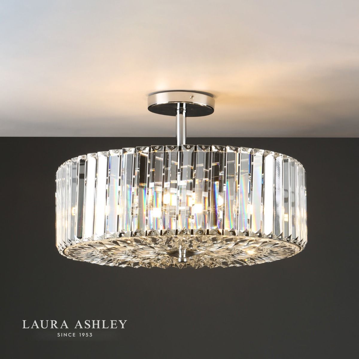 Laura Ashley Fernhurst 4lt Semi Flush Polished Chrome Glass