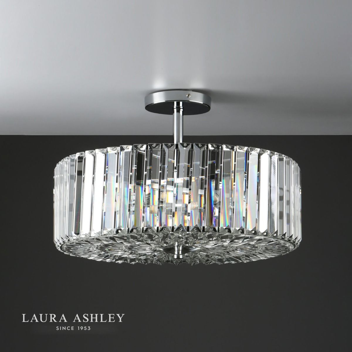 Laura Ashley Fernhurst 4lt Semi Flush Polished Chrome Glass