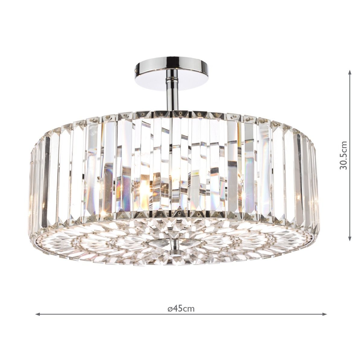 Laura Ashley Fernhurst 4lt Semi Flush Polished Chrome Glass