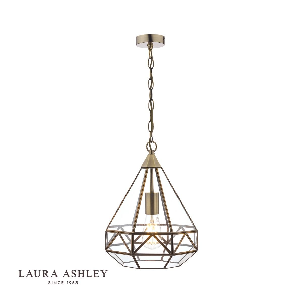 Laura Ashley Zaria Pendant Antique Brass Glass