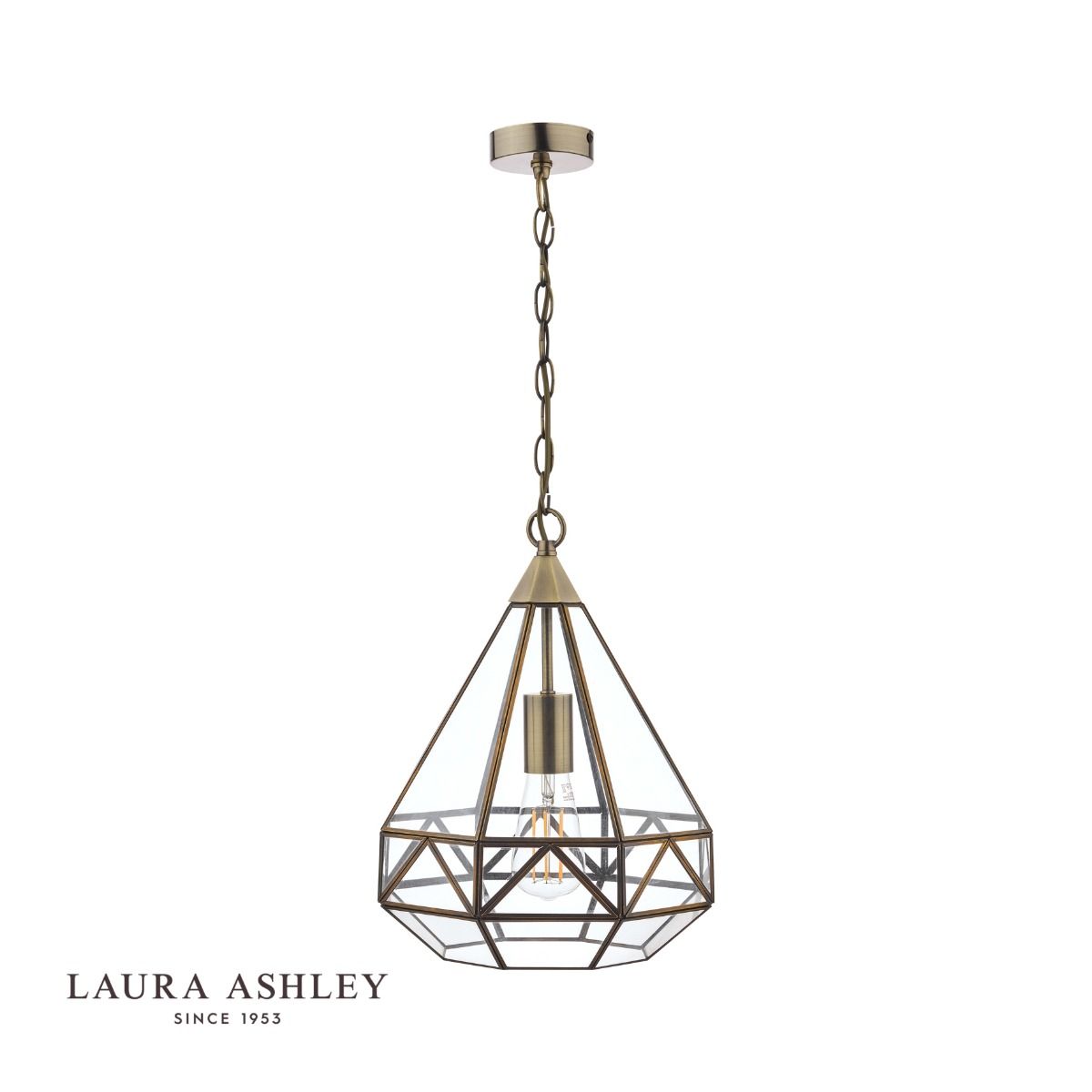 Laura Ashley Zaria Pendant Antique Brass Glass