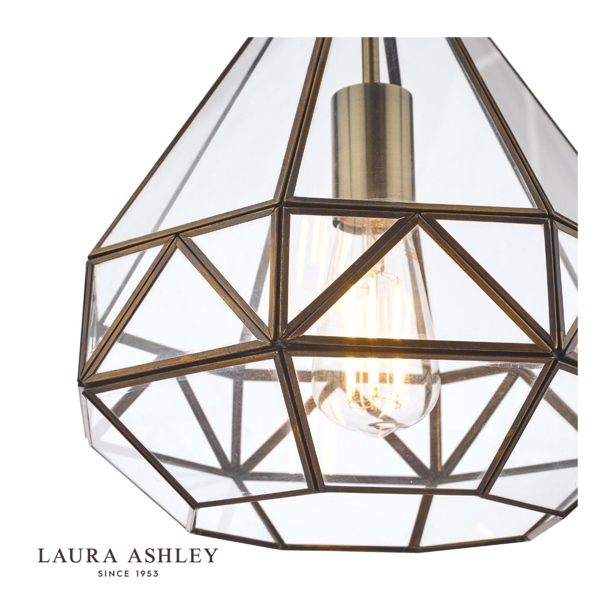 Laura Ashley Zaria Pendant Antique Brass Glass