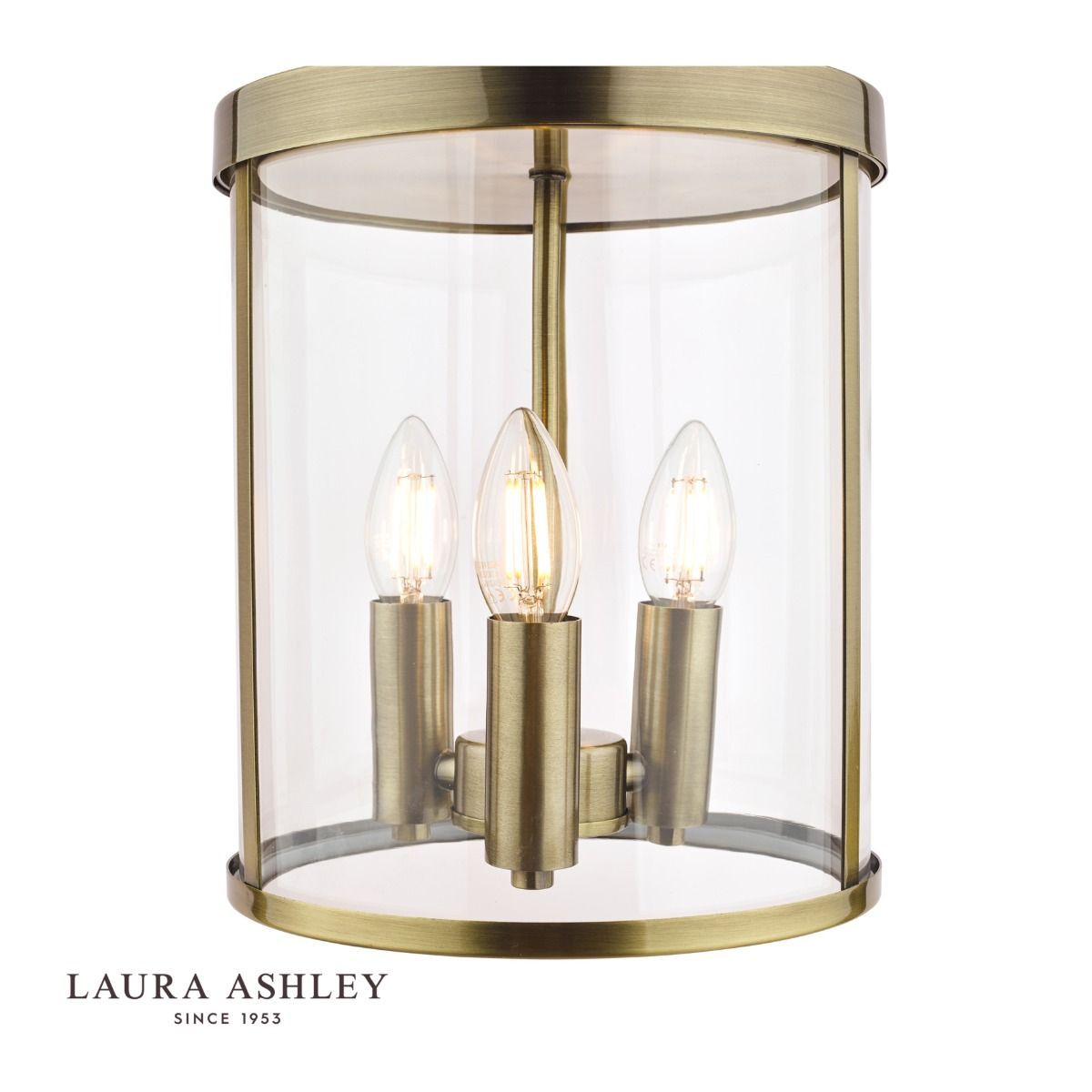 Laura Ashley Selbourne 3lt Lantern Antique Brass Glass
