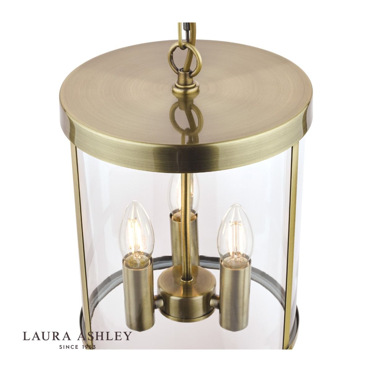 Laura Ashley Selbourne 3lt Lantern Antique Brass Glass