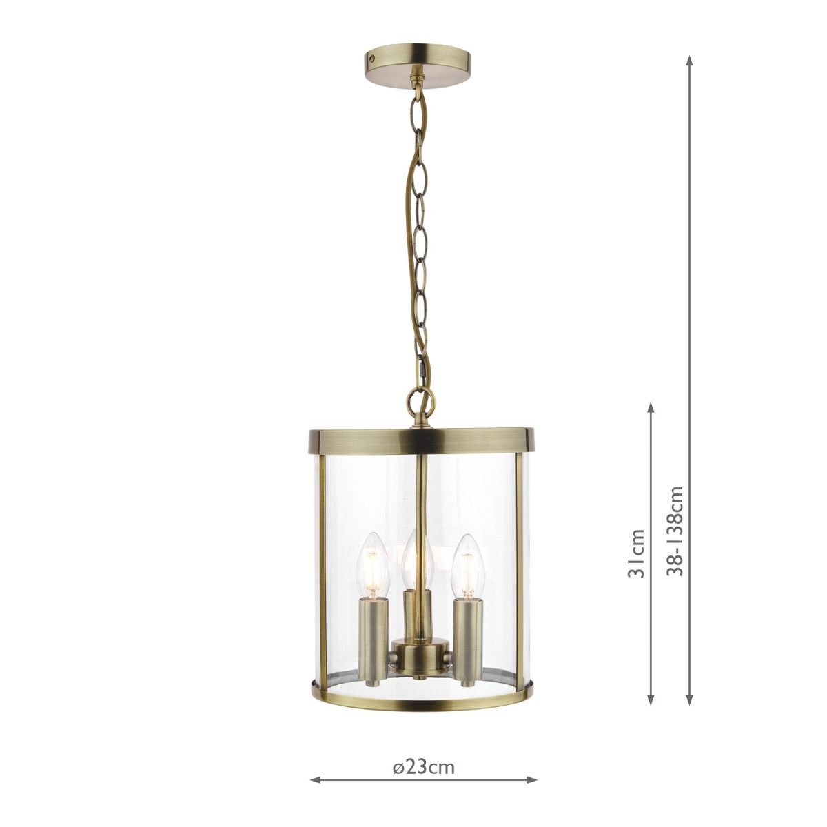 Laura Ashley Selbourne 3lt Lantern Antique Brass Glass