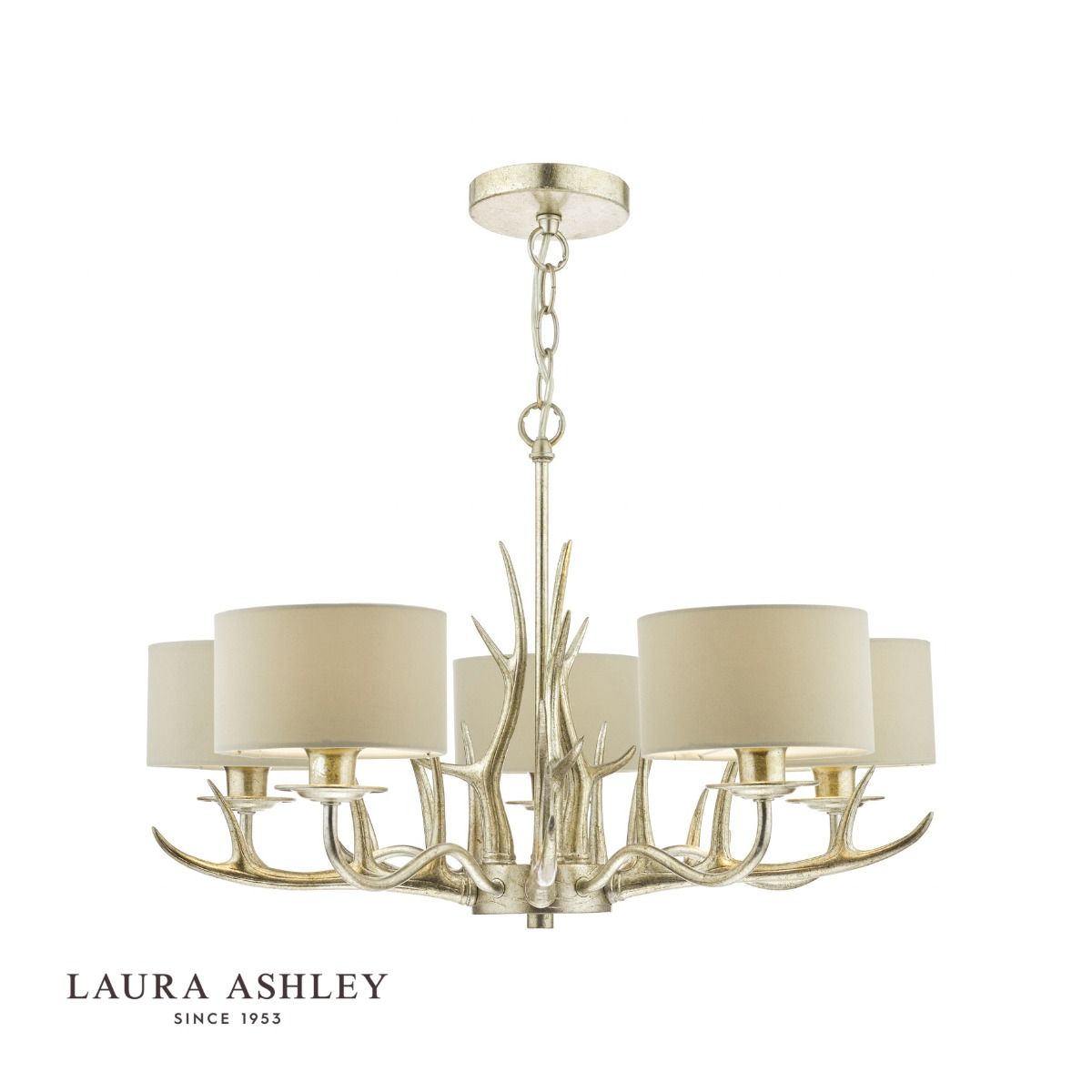 Laura Ashley Mulroy 5lt Antler Chandelier Champagne With Shades